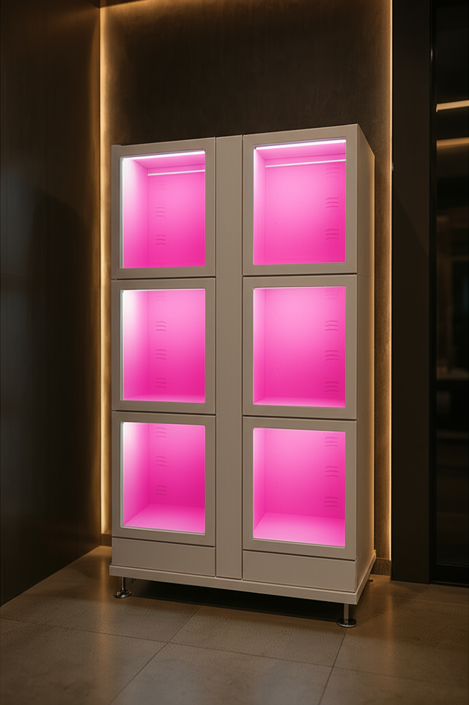 Moderne Schließfach-Automaten mit LED-Beleuchtung